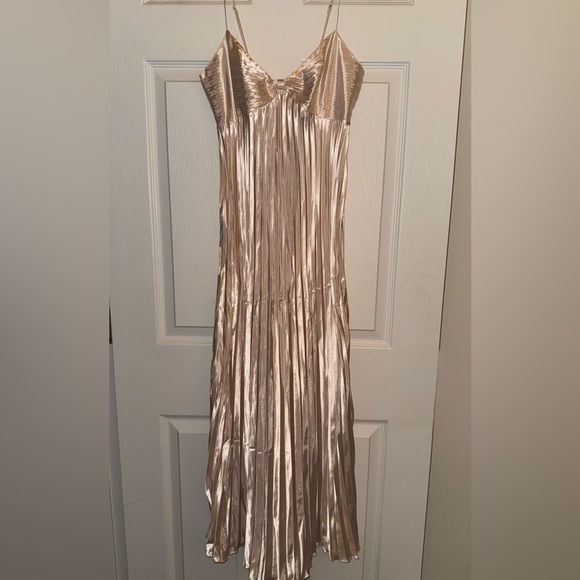 Dresses & Skirts - Elegant Metallic Pleated Maxi Dress, BEAUTIFUL, SP, Vintage